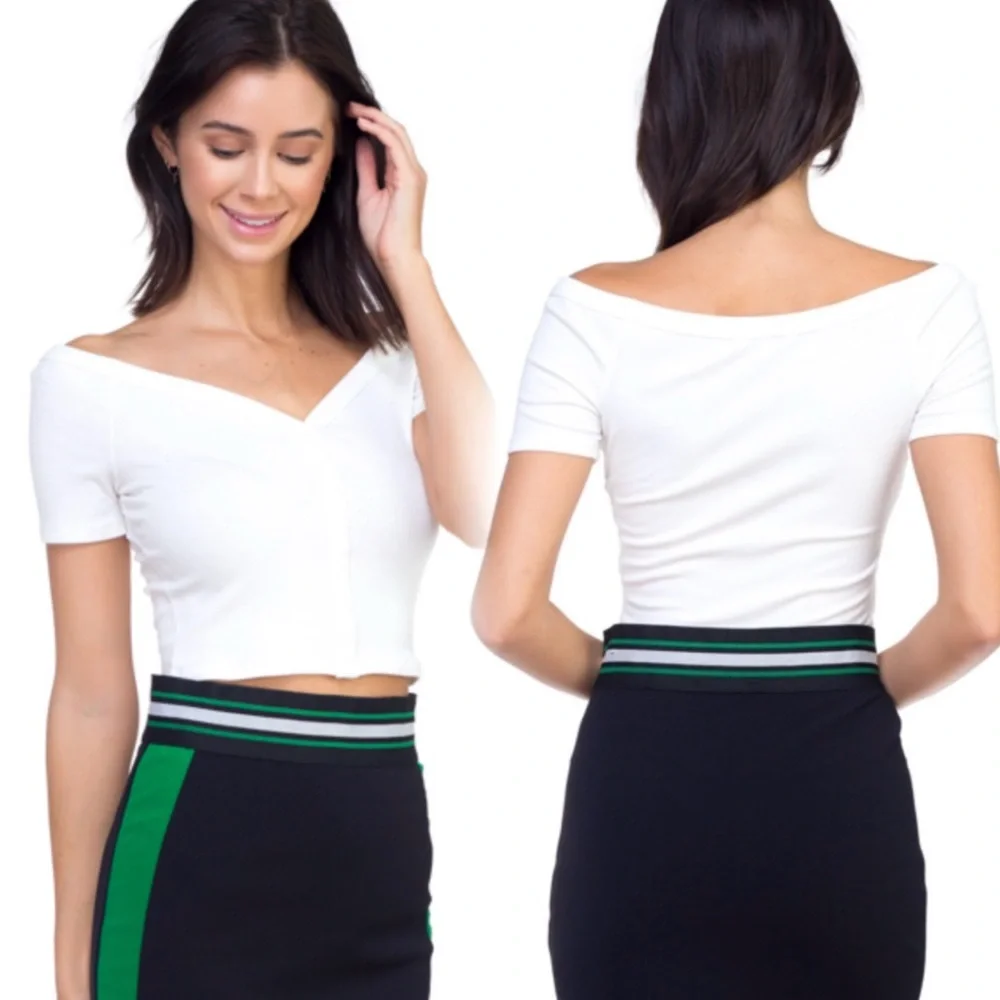 White Off-Shoulder Crop Top - Picture 8 of 8